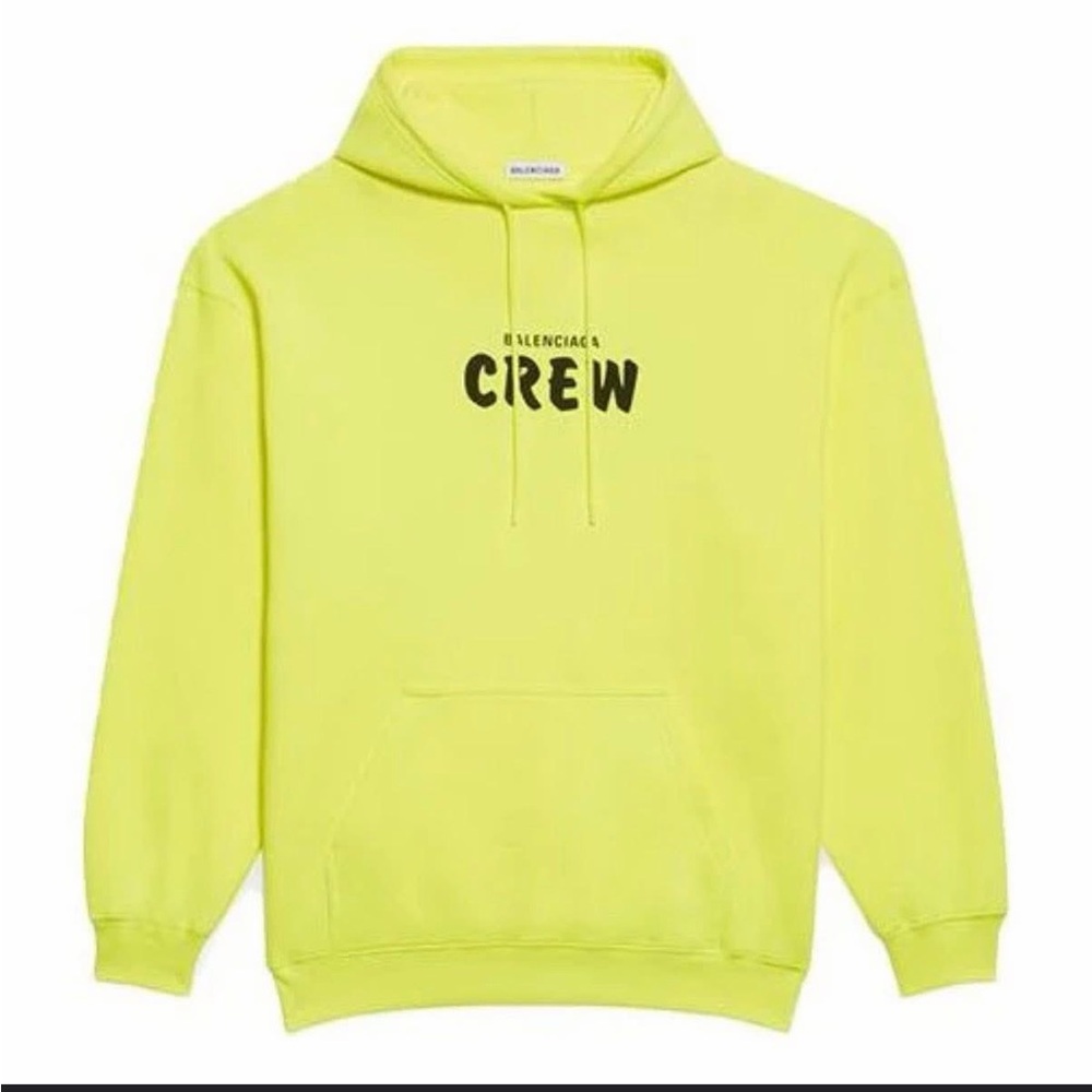Balenciaga Neon Yellow Crew Hoodie Man size Xs run big fit M